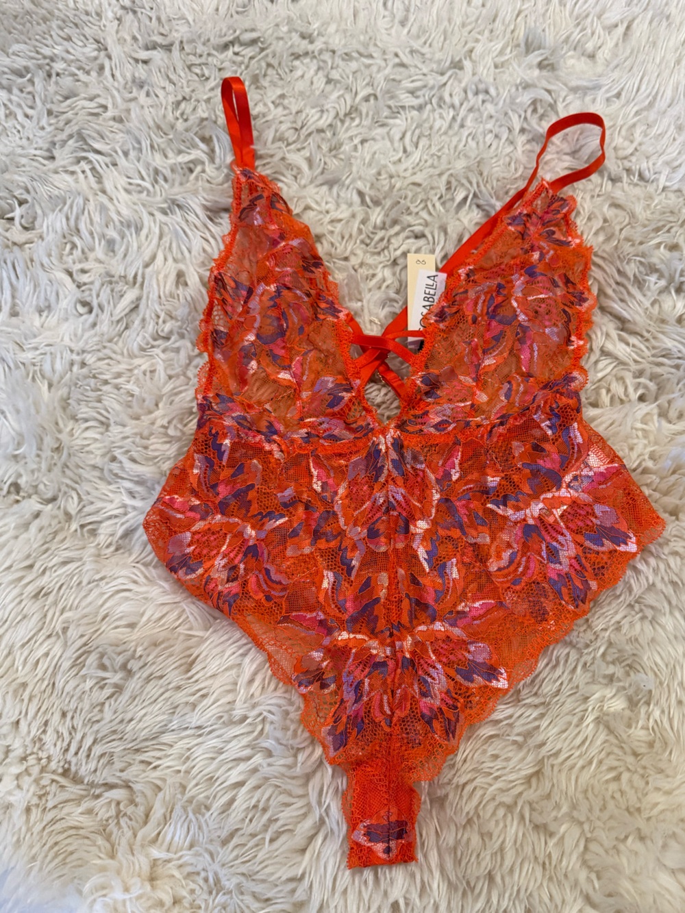 Cosabella Orange & Purple Floral Lace Teddy